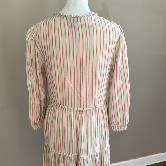 Paige Kylen Stripe 3/4 Sleeve V-Neck Mini Ruffle Casual Summer Dress Size S - Picture 9 of 11